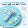 imageCOSLUS Rechargeable Baby Nail File Cordless Baby Nail Trimmer Electric with 5 Speeds amp 6 Grinding Heads for Baby Kid CPC Certified and Quiet Design  Safe for Sleep Trim Buffer C52 GreenSky Blue