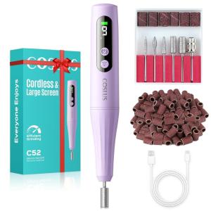 imageCOSLUS C52 Electric Cordless Nail Drill Professional Nail File kit with LED Screen for Acrylic Gel Powder Portable for Home DIY amp Salon Use Manicure Pedicure for Beginners Women Travel PurplePurple